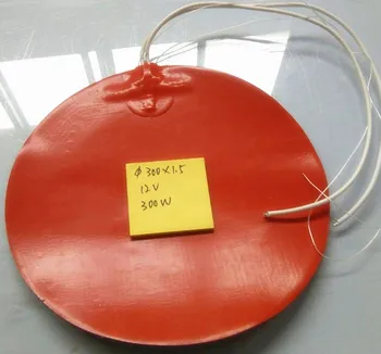 

12V Diameter 300*1.5mm Heat Hot Pad for 3D Printer Flexible silicone heater 300w adhesive 1 face 100k thermistor 500mm lead
