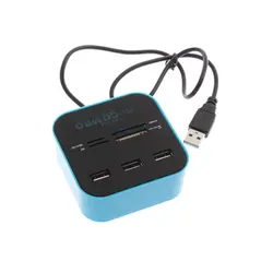 1 шт концентратор USB 2,0 Combo все в одном Multi-card Reader с 3 портами для MMC/M2/MS голубой цвет оптовая продажа C1