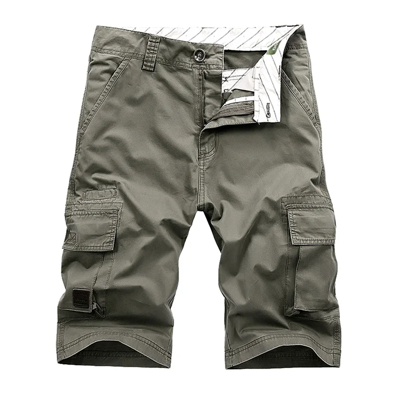 Billige HANQIU 2020 Sommer Männer Cargo Shorts Gerade Lose Mode Baumwolle Herren Armee Military Kurze Hosen Plus Größe 44