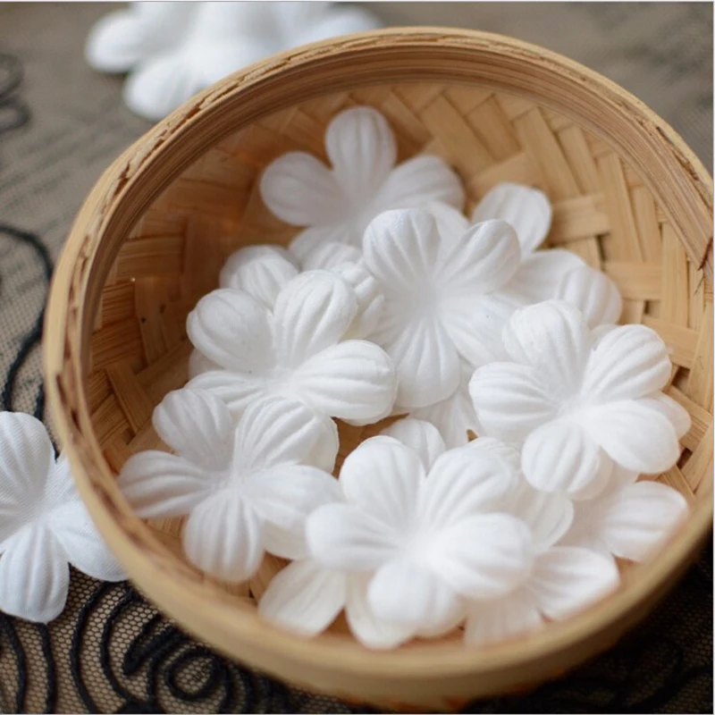 

New 100pcs White/Red/Purpl Lace Flower Fabric Organza For DIY Wedding Dress Decoration Lace Trim Applique Sew on Garments Flower