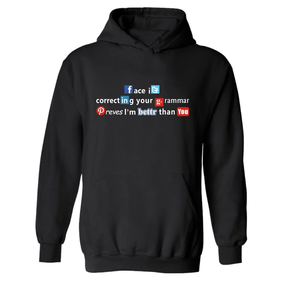 2017 Winter Funny Facebook Hoodies Men Hoodies and Sweatshirts Pattern