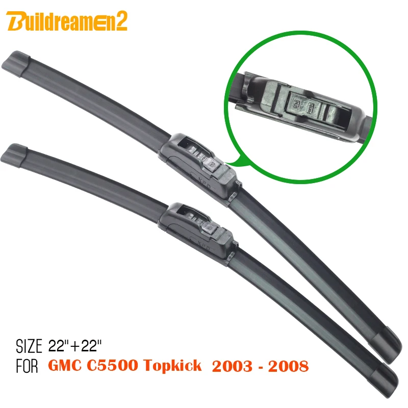 

Buildreamen2 Car Soft Rubber Windscreen Wiper For GMC C5500 Topkick 2003-2008 2 Pieces Bracketless Windshield Wiper Blade