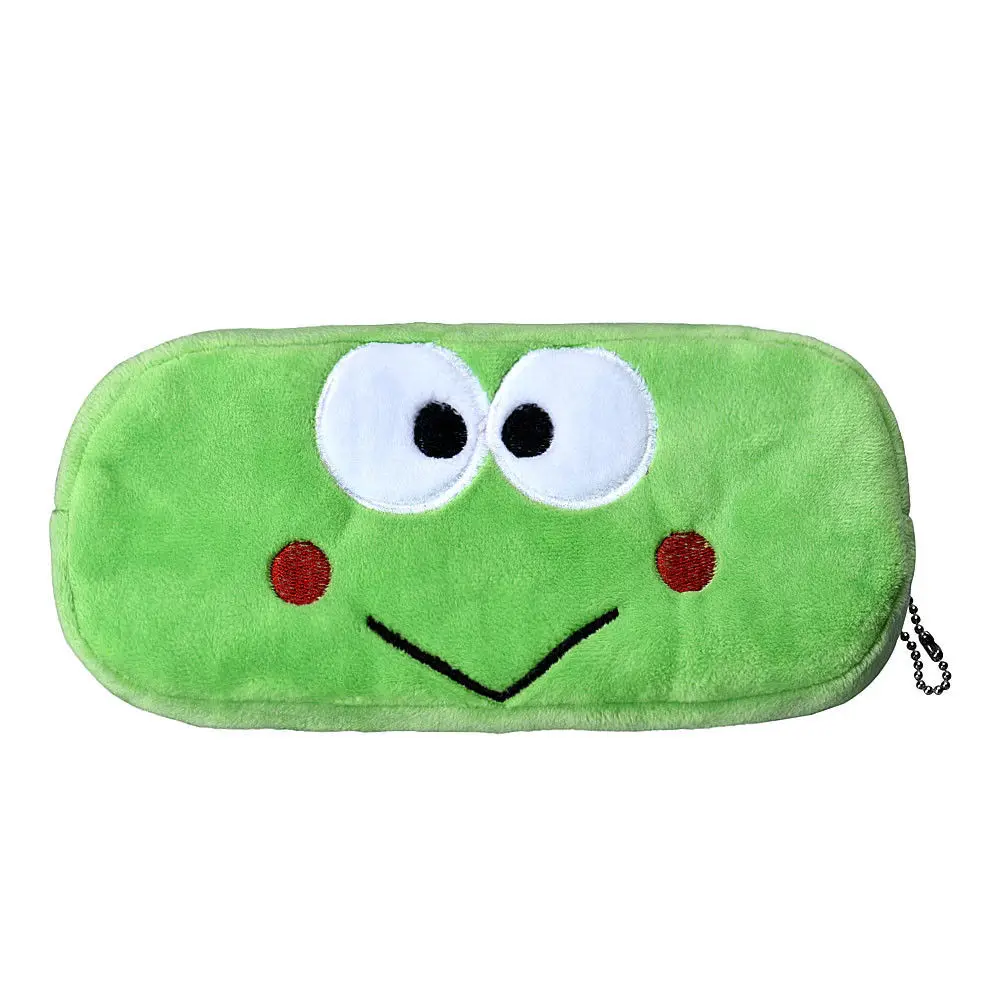 

1 PCS Kids Cartoon Green Frog Pencil Case Plush Large Pen Bag Cosmetic Makeup Cartoon Storage Bag