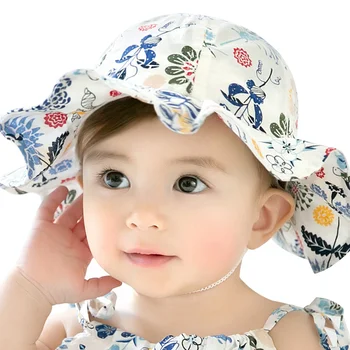 

Flower Panama Fashion Print Baby Girls Hat 100% Cotton Soft Girls Hat Princess Bucket Hat Wide Brim Sun Cap Baby Girls Clothing