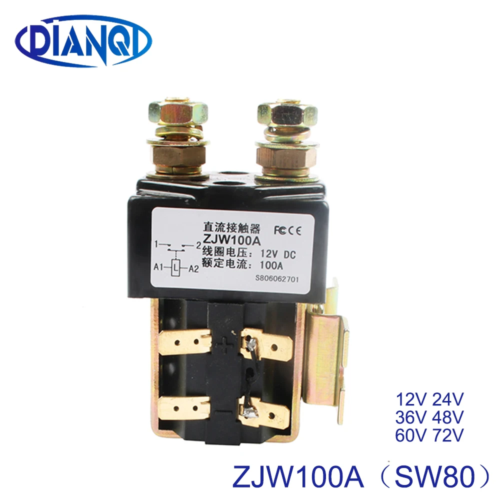 DIANQI SW80 12 В 24 в 36 48 60 72 100А контактор постоянного тока без стиля ZJW100A для двигателя