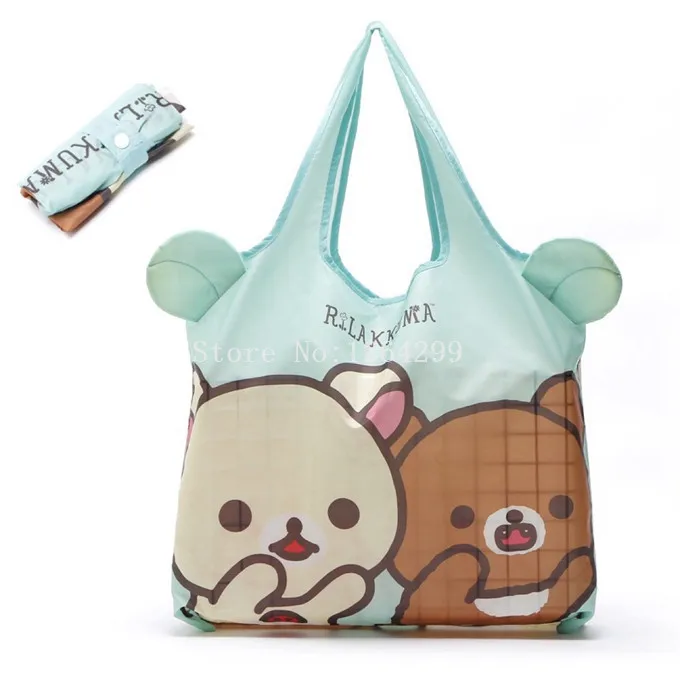 Милые Мультяшные большие складные многоразовые сумки для покупок Rilakkuma Bear Ears