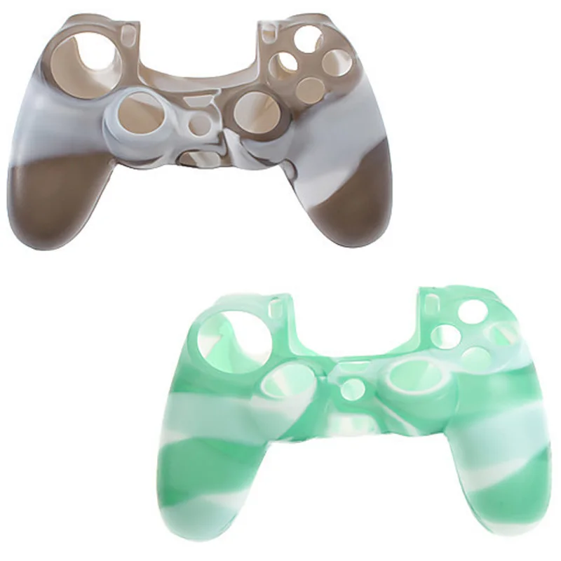 TENZERO Case Camouflage 100% Silicone Anti-Slip High Quality Protective Skin Case Green Style Joystick Case For PS4 Controller  