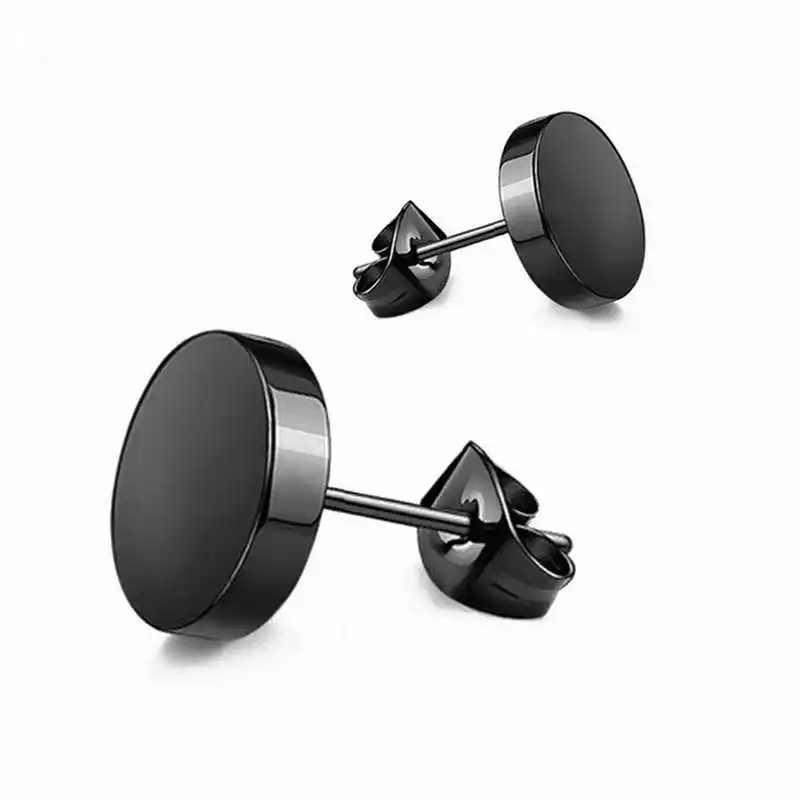

Cheap 1pc Wild Fashion Hot Round Black Titanium Stud Earrings Dumbbell Stainless Steel Earrings Korean Women Men Wholesale Gift