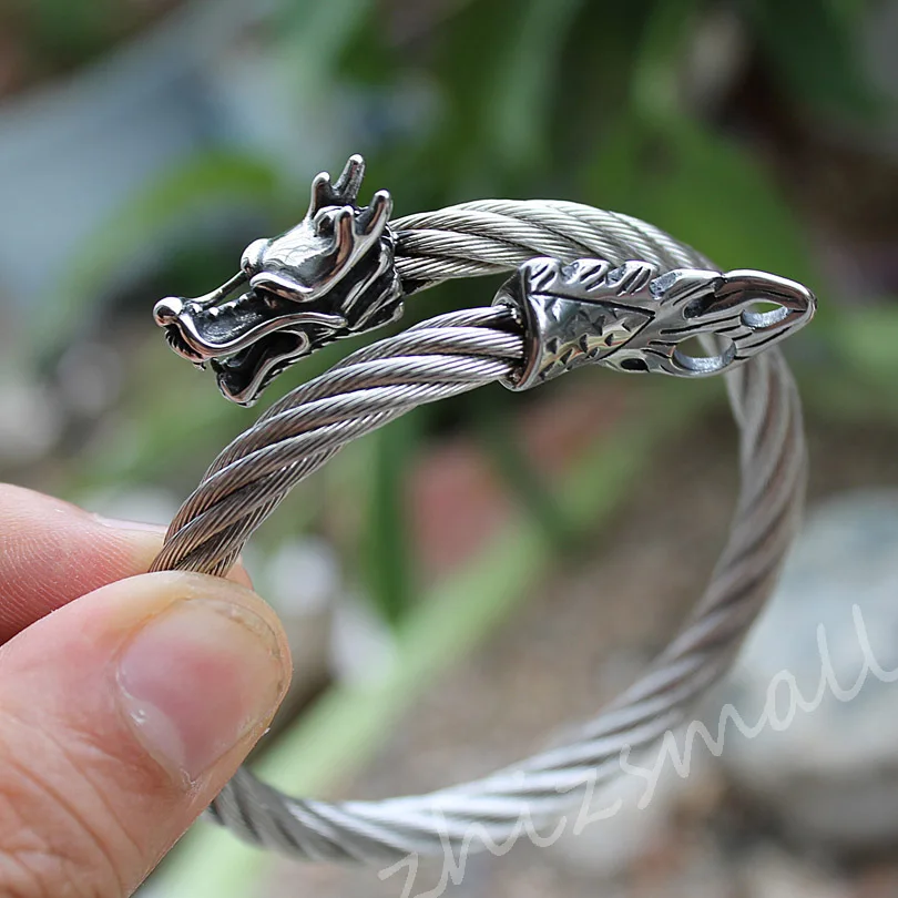 Титановая сталь браслет из нержавеющей стали панк браслеты дракон-Викинг браслеты и браслеты мужской браслет на запястье Рождественский подарок