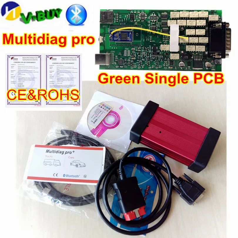  Neue Ankunft Einzel PCB Multidiag MVDiag 2016R1 + Keygen Bluetooth TCS Pro OBD2 Diagnose Scanner We