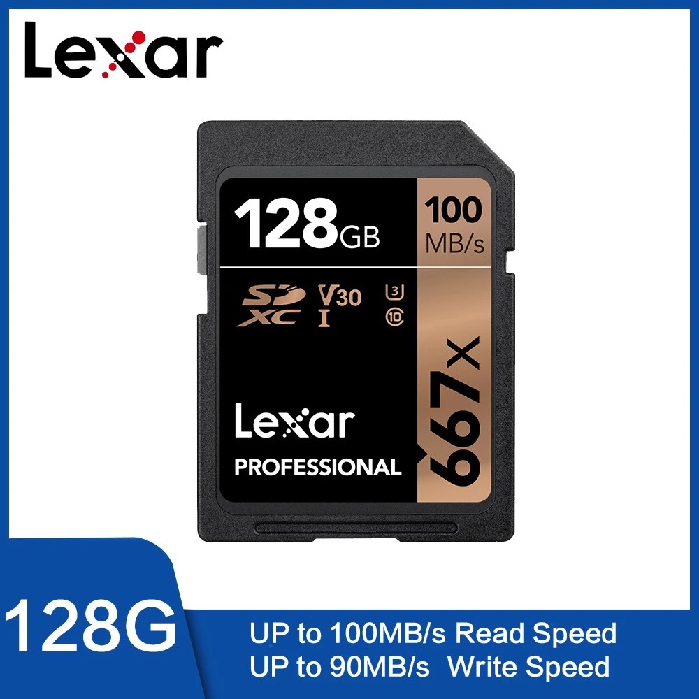 

100% Original Lexar 667x SD Memory Card SDXC Class10 64GB 128GB C10 U3 UHS-I up to 100MB/s 256GB Flash Card for Full HD Camera