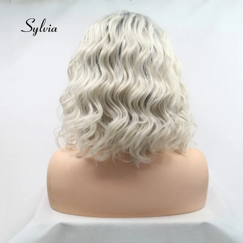 Sylvia Ombre светловолосый парик короткие кудрявые парики синтетические парики на кружеве Термостойкое волокно для свадебной вечеринки парики для женщин