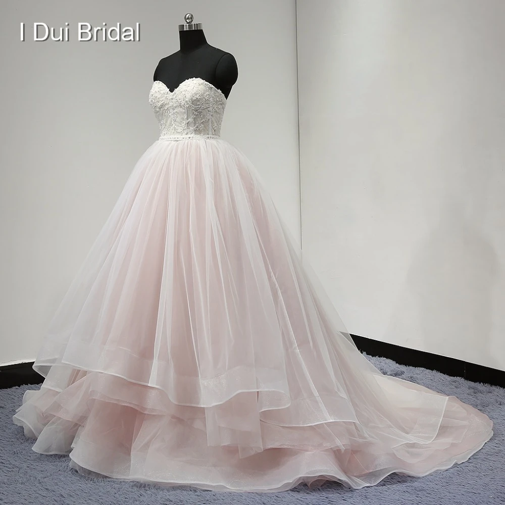 pink ball gown wedding dress