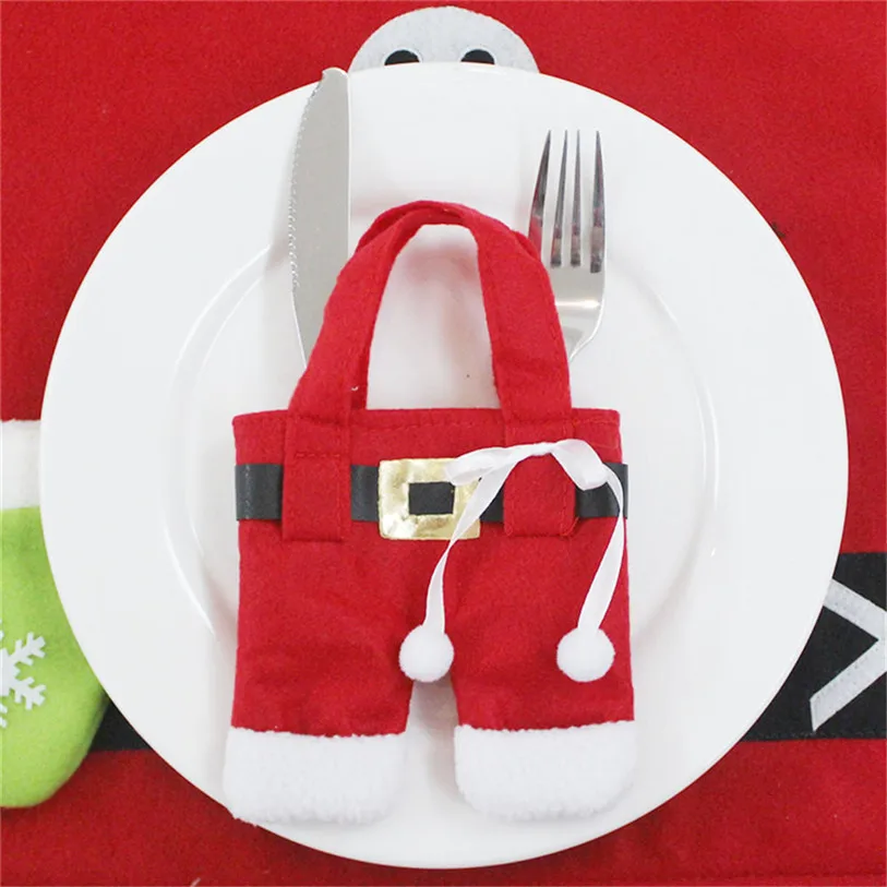 santa claus christmas stockings gift decoration knife fork covers set christmas hanging ornaments decoracao para casa #F#40AT13 (1)
