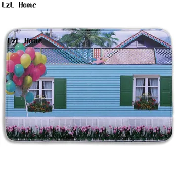 

LzL Home 40*60CM Flannel Non Slip Bath Mat Massage Shower Pad Modern City Printed Bath Mat Bathroom Carpet High Quality Banyo