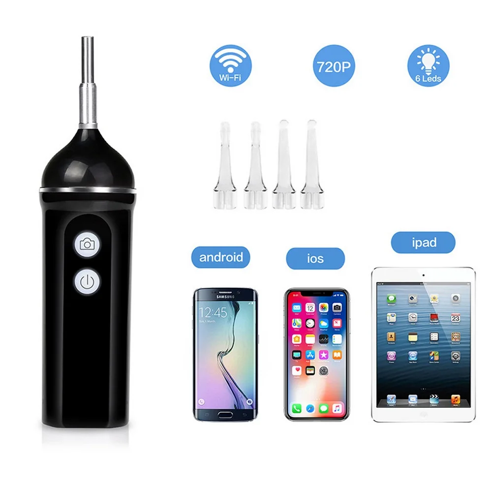 Wifi Ear Endoscope Ear Camera 3.9/4.3/5.5mm Lens 1.0 Megapixel PC Phone Inspecation Endoscope Camera with 6 LEDs Waterproof