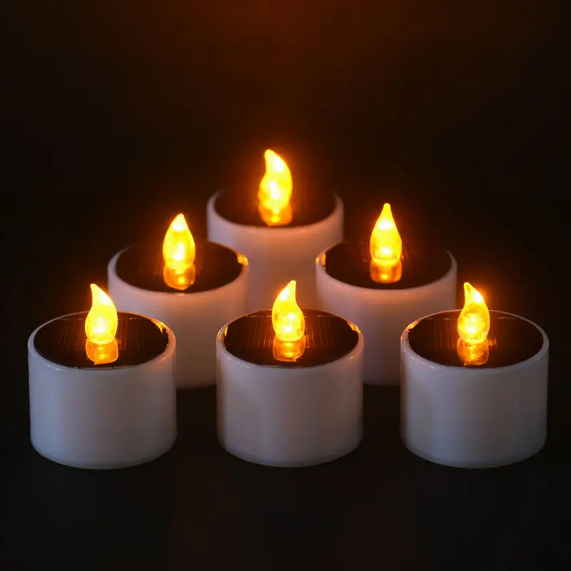 6 Pieces Lot New Type Yellow Flicker Solar Power Led Light Candles Solar Power Led Light Candles