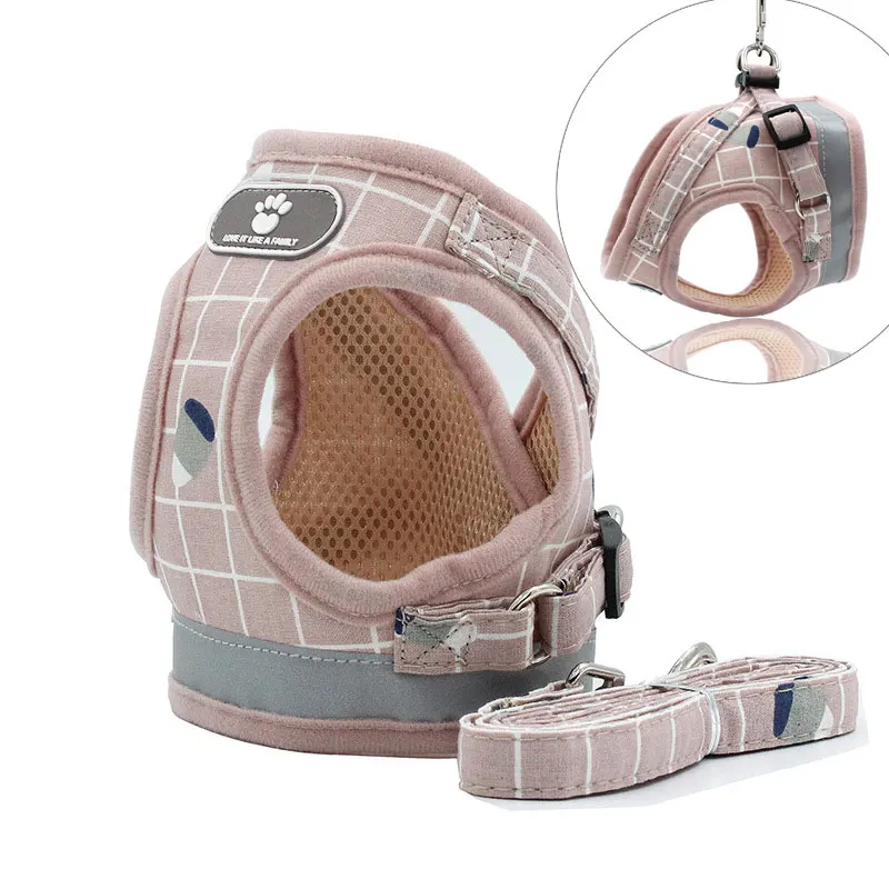 

Pet Dog Cat Harness with Leash Adjustable Vest Walking Supplies Reflective Soft Mesh Collar Puppy for Small Medidum Large Dogs