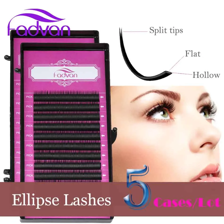 

Fadvan Flat Eyelash Extensions Individual Korean Quality Silk Ellipse Eye Lashes for Building Makeup Accessories 10 Cases/Lot