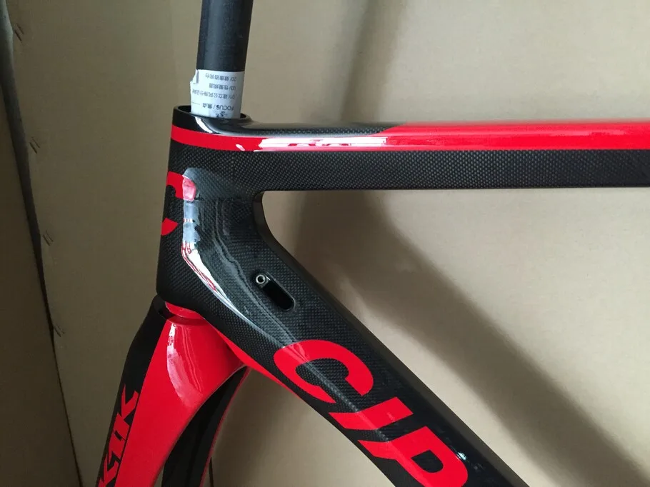 Cheap 1K/3K Carbon Cipollini NK1K Frame Red Carbon ROAD Bike/Bicycle Frameset + Red Carbon Road Handlebar 3