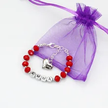 New Girls Kid Red Crystal Bracelets Any Name Birthday Charm Personalised Gift
