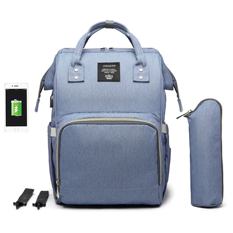 Сумка для детских подгузников с интерфейсом USB Большая емкость Водонепроницаемый Набор сумок для подгузников Мумия дорожный рюкзак для беременных кормящих сумки - Цвет: as picture