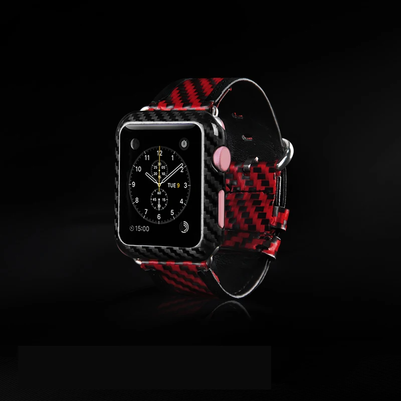 Высококачественный ремешок из настоящего углеродного волокна для часов Apple Watch Series 4 1 2 3 iWatch, браслет для часов 38 мм 42 мм