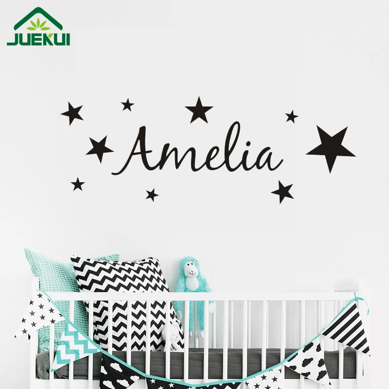 

Personalized Name Wall Sticker DIY Stars Boys and Girls Art Wallpaper for Kids Rooms Playroom Decoration Vinyl JA679