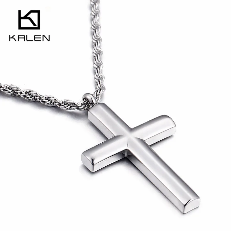 Kalen Fashion Cross Necklaces For Men High Polished 50cm Stainless Steel Jewelry Necklace Male Cheap Jewelry|cross pendant necklace|cross