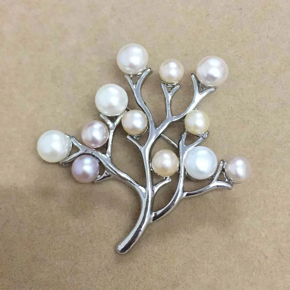 

100% nature freshwater pearl brooch -very fashion high quality AA pearl, silver flower shape ,many pearls