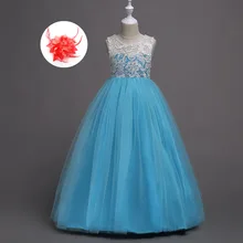 Белое кружево Аппликация вышитый цветок от 5 до 12 13 14 15 лет Детские свадебные платья в американском стиле детские вечерние платья для девочек