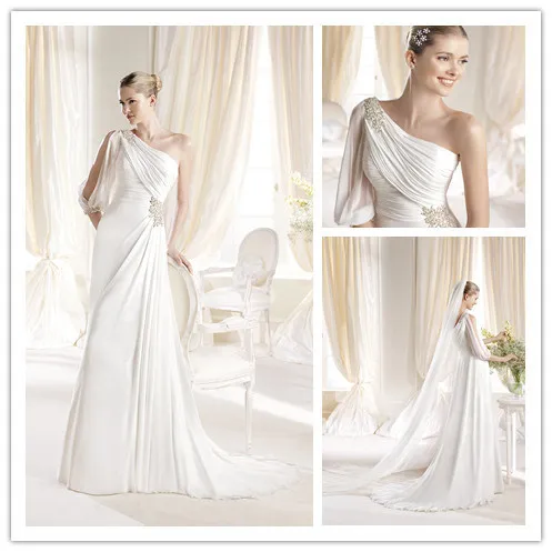 one shoulder grecian wedding dress