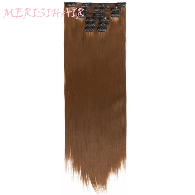  MERISI HAIR 16Clips In Hair Extensions For Women Long Straight Hairpieces Synthetic Hair 140g 15Colors Available Heat Resisant (3)