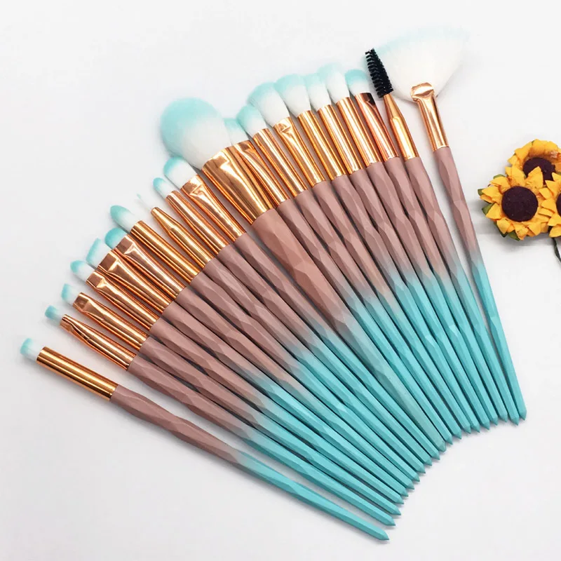 

MAANGE 20pcs Diamond Makeup Brushes Set Fan Powder Eyeshadow Contour Beauty Cosmetic Colorful for Make Up Tool Maquiagem