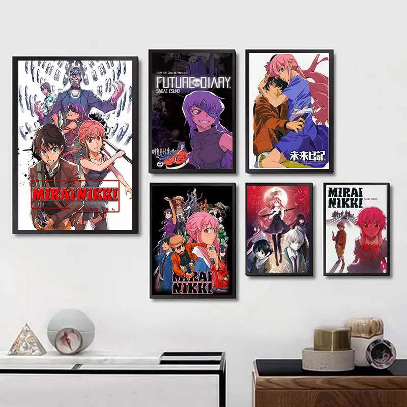 

Future Diary Posters Cartoon Wall Stickers White Coated Paper Prints High Definition Home Decoration Livingroom Bedroom