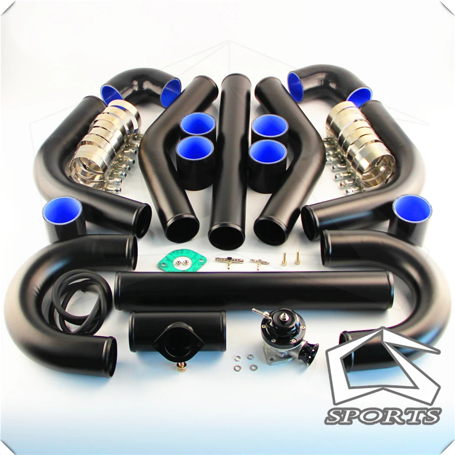 

2" 51mm Universal Intercooler Pipe Piping Kit + BOV Turbo Blow Off Valve Kit Black