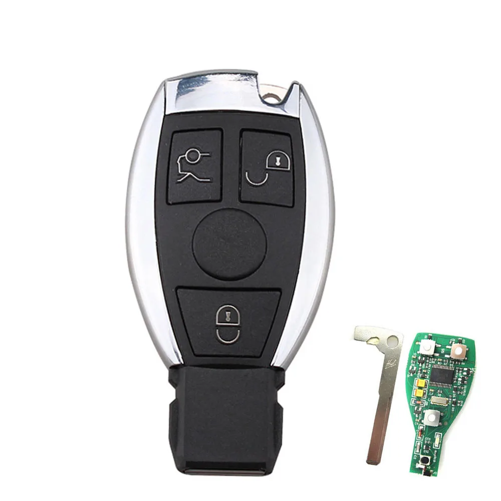 

RIOOAK Smart Remote Control Replacement Car Key Shell Fob Uncut Blade 3 Button For Mercedes Benz Year 2000+ BGA D25 with 433MHz