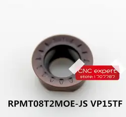 Бесплатная доставка; набор из 10 шт. лезвие RPMT08T2MOE-JS VP15TF Поворотная лопасть, подходит для sdgcr/srdcr/sracr инструмента токарного станка