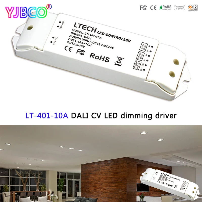 

led controller LT-401-10A DALI LED Dimming Driver;DC12V-24V Input 10A x 1CH+0-10V*1CH PWM Output for led strip