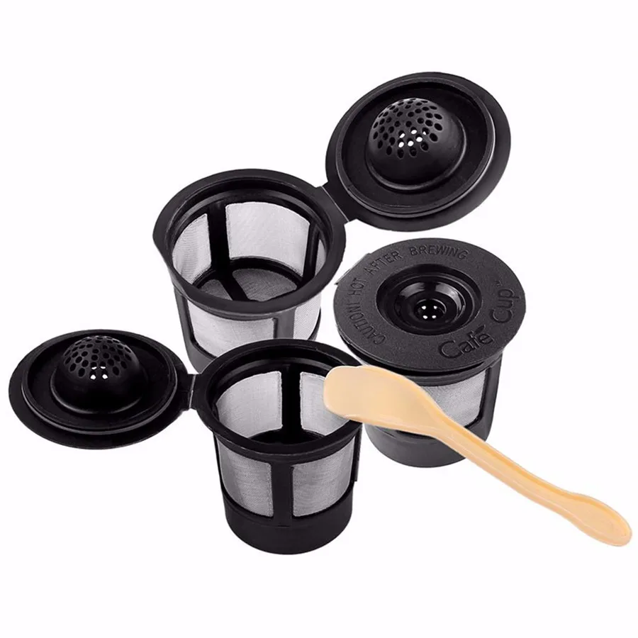 

3Pcs/Set Coffee Capsule With 1PC Plastic Spoon Refillable Coffee Capsule 200 Times Reusable Compatible For Nescafe Dolce Gusto