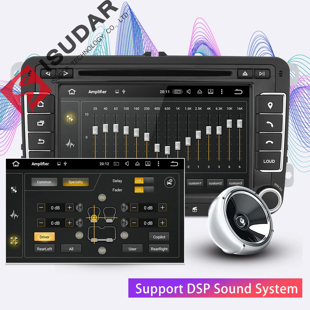 Tanie Isudar samochodowy odtwarzacz multimedialny Android 9 GPS 2 Din dla VW Golf Tiguan Skoda Fabia Rapid Seat Leon Canbus Automotivo DVD Radio DSP