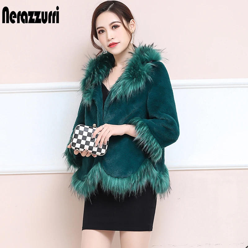Nerazzurri Autumn short fluffy faux fur jacket