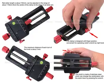 150mm Macro Focusing Rail Slider Close-up Shooting Head With Arca-Swiss Fit Clamp Quick Release Plate for Tripod Ballhead