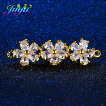 

Juya DIY Flower Charms Supplies Handmade Cubic Zirconia Connectors Accessories For Women Bracelets Necklaces Earrings Making