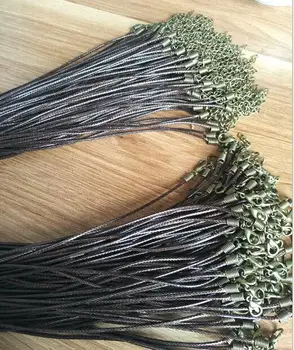 

Free ship! *New* 100pcs/lot Wax Cord 2mm Waxed Cotton Thread Black Necklace lobster clasp link necklace fit Glass Vial Pendant