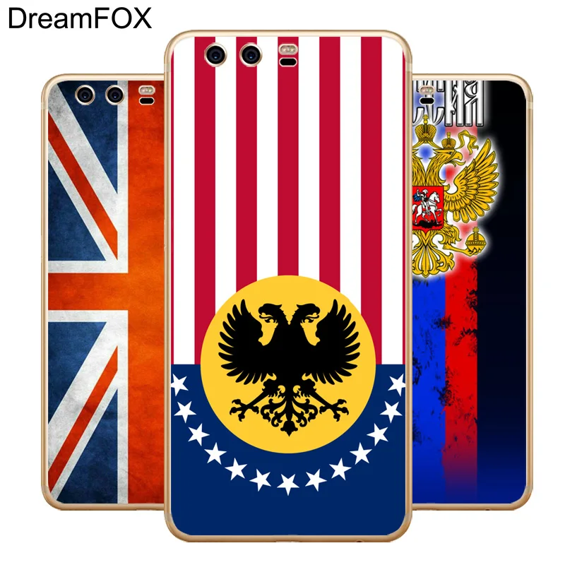 Мягкий силиконовый чехол DREAMFOX L602 с русским и американским флагом из ТПУ для Huawei P8