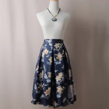 Осень-зима Для женщин Винтаж плиссированные юбки весна Повседневное до середины икры Цветочный принт юбка бальное платье приталенное юбки