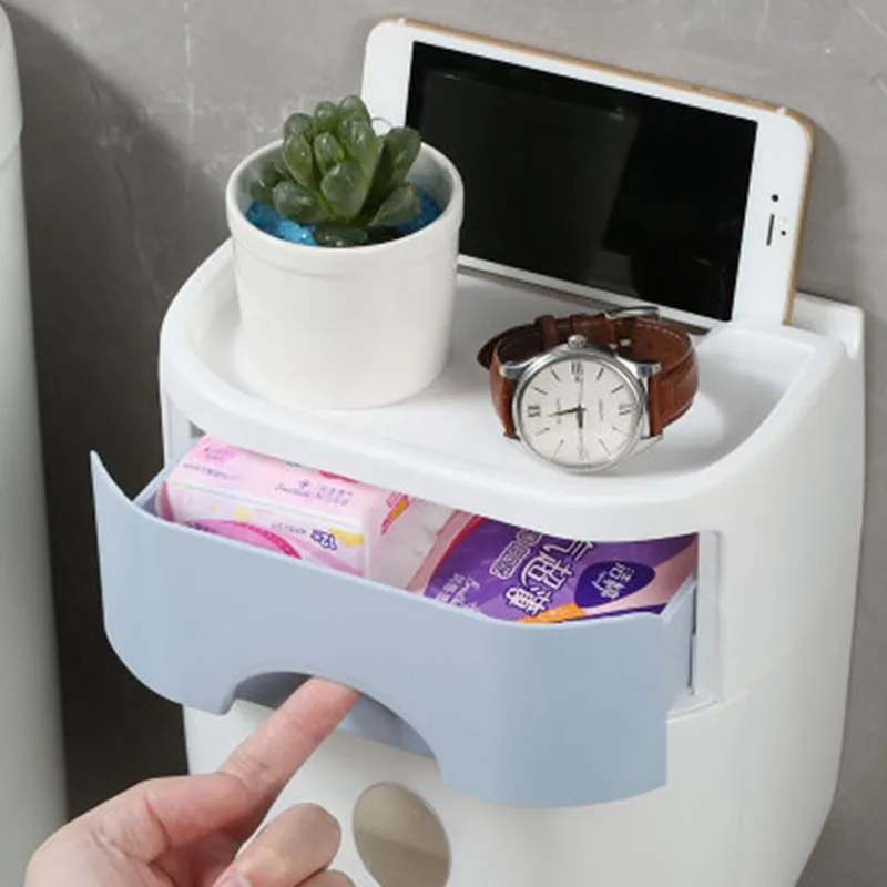 

Wall-Mounted Bathroom Tissue Dispenser Tissue Box for Multifunction Paper Towels Tissue Storage Box Drawer Bathroom Product