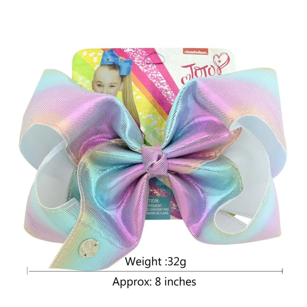 

Children's hair accessories JOJO Leather laser cloth 8 inch large Mermaid bow hairpin party Handmade headwear hairpin for girls
