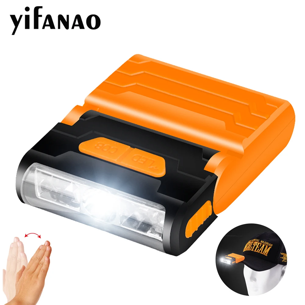 

Rechargeable Body Motion Sensor LED Headlamp Induction Hat Clip Light Adjustable Lamp Cap Waterproof Built-in Lithium Battery